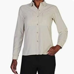 Exofficio White Dryflylite Outdoor Long Sleeve Button Down Shirt Size Small
